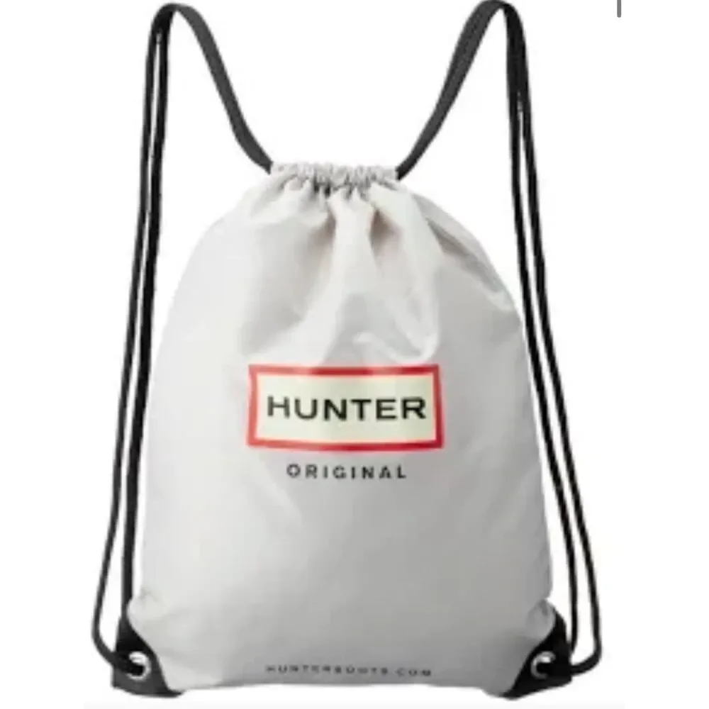 ~ HUNTER Backpack Lightweight Strong Nylon Drawstring Cinch Adjustable Gray Blk